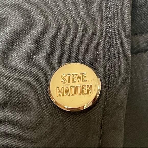 Steve Madden Women’s Black Parka Anorak Hooded Jacket Size M Faux Fur Trim - Picture 4 of 9